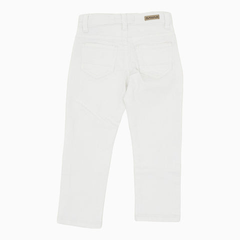 Kid's Savar White Slim Denim Jeans Pant